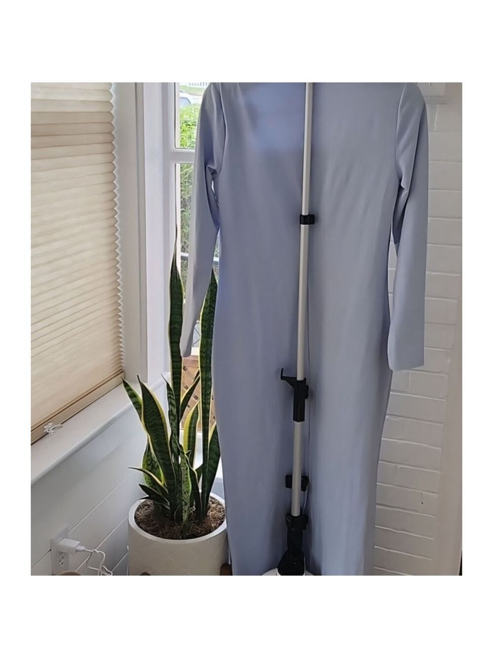 Wild Fable Butter Bliss square neckline long sleeve Dress Aqua Blue - Picture 8 of 13